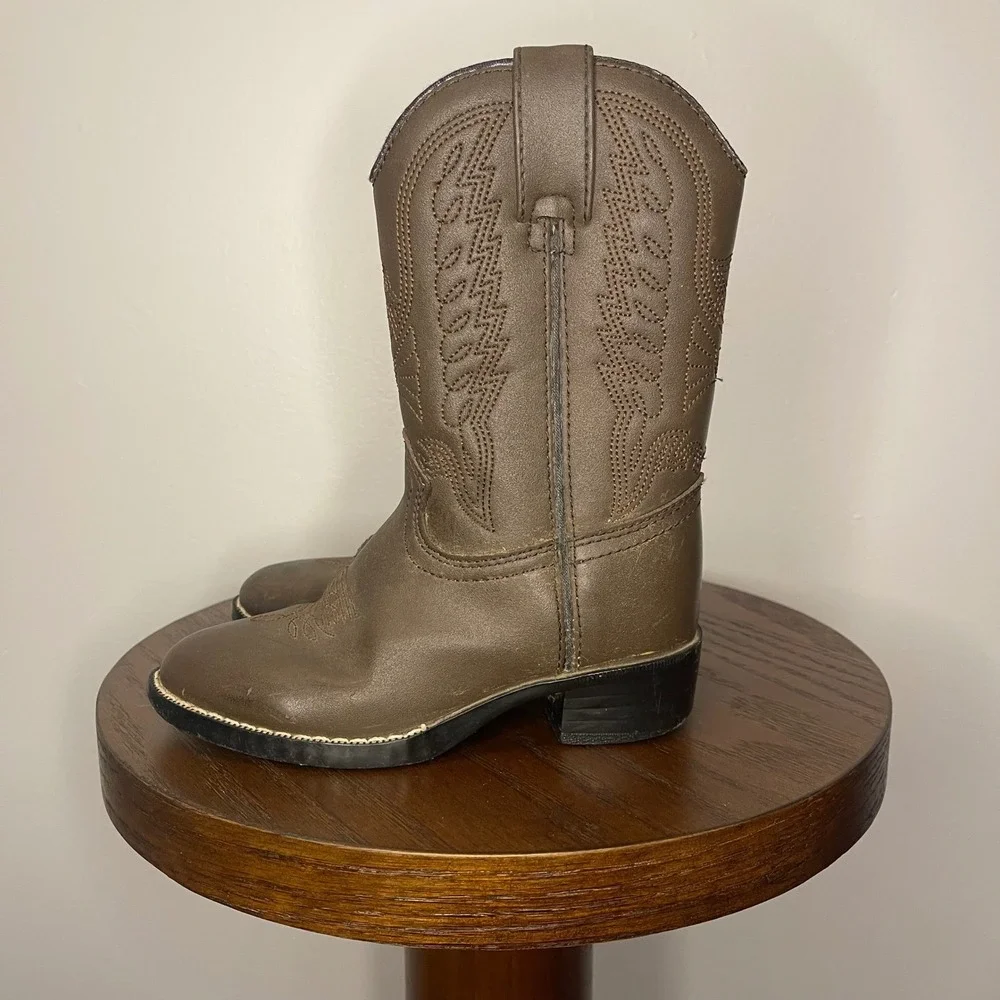 Durango Kids Brown Cowboy Western Boots Synthetic Leather Boys Girls Cowgirl 10D